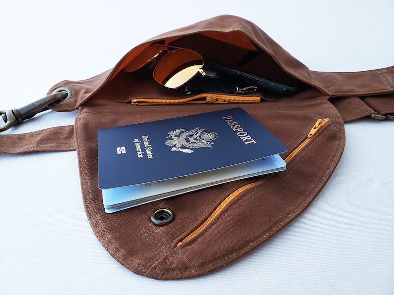 Fanny Pack Cinnamon Brown Waxed Cotton Hip Bag Belt Bag Etsy