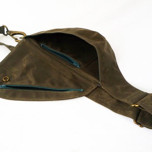 Belt Bag in Earthy Brown Waxed Canvas : Fanny Pack, Vegan Hip Bag dark slate blue
