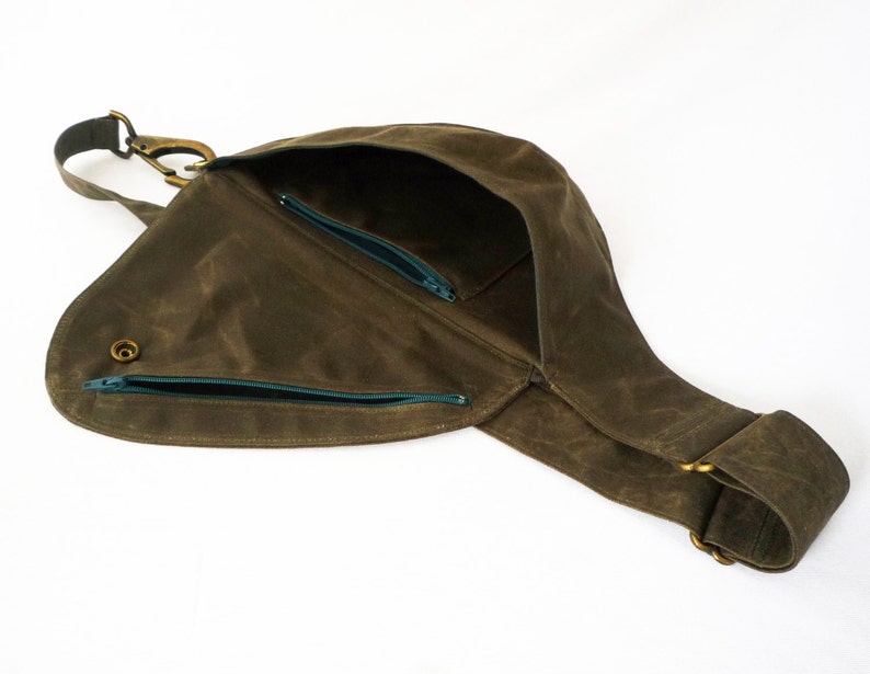 Belt Bag in Earthy Brown Waxed Canvas : Fanny Pack, Vegan Hip Bag dark slate blue