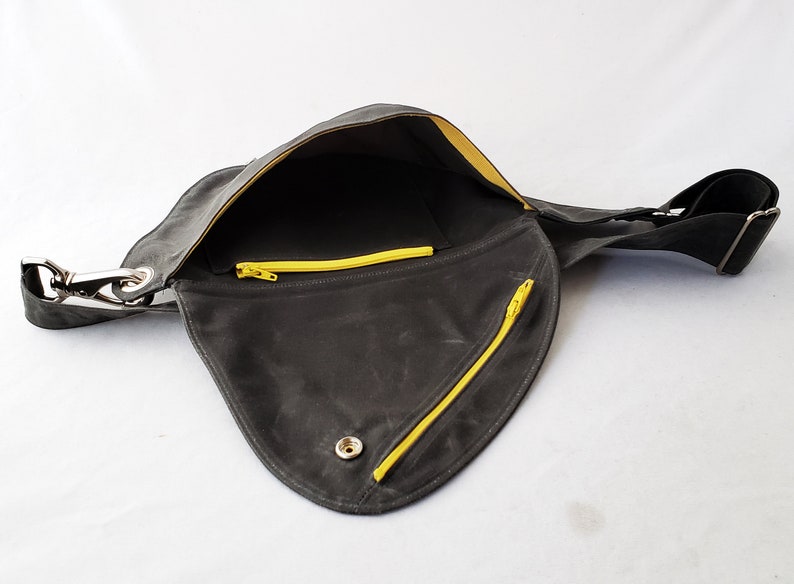 Fanny Pack Charcoal Gray Waxed Cotton Hip Bag Belt Bag Etsy