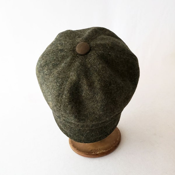 Newsboy Hat, Olive Green, Tweed Wool, Wool Cap, Women's Hat, Faux Suede, Cute Hat, Stylish Hat, Cloche Brim, Gift for Her, Classic Style