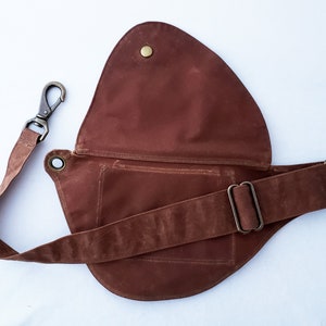 Fanny Pack, Cinnamon Brown, Waxed Cotton, Hip Bag, Belt Bag, Duck Canvas, Festival Bag, Bum Bag, Rustic, Hands Free Bag, Vegan, Boho zdjęcie 7