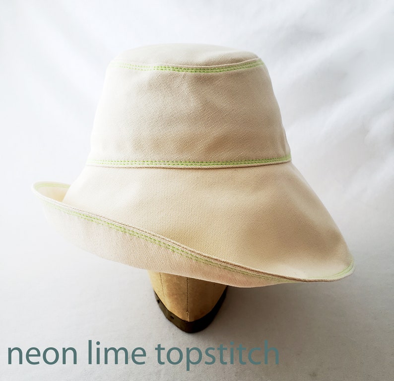 Beach Hat, Womens Sunhat, Summer Hat, Wide Brim Hat, Cotton Hat, Sunscreen Fabric, Travel Hat, Packable, Gift for Her, Creamy White, Cloche image 9