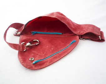 Belt Bag in Summer Red Waxed Cotton Duck Cloth : Fanny Pack, Hip Bag, Canvas Bag, Festival Bag, Rustic, Hands Free Bag, Nantucket Red, Boho