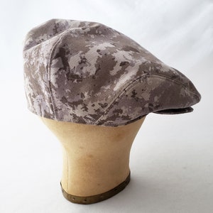 Driver's Cap, Flat Cap, Men's Hat, Women's Hat, Cotton Hat, Gray and Khaki, Camo Cotton, Summer Style, Everyday Cap, Greige image 7