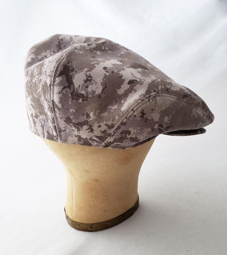 Driver's Cap, Flat Cap, Men's Hat, Women's Hat, Cotton Hat, Gray and Khaki, Camo Cotton, Summer Style, Everyday Cap, Greige image 7