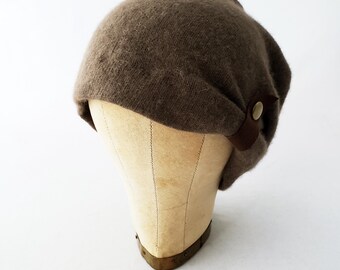 Brown Chuck Wool Hat – Classic & Cozy Hand knitted cozy and warm 100% wool hat, brown with brown  main image 2