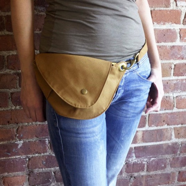 Ochre Belt Bag in Cotton Duck Cloth : Fanny Pack, Hip Bag
