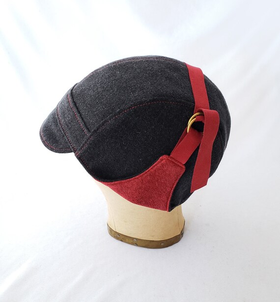 Black Upcycled Denim Aviator Hat With 
