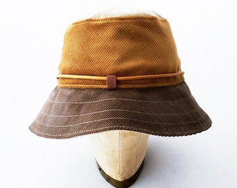 Corduroy Bucket Hat, Tri-Color Brown, Color Block, Cord, Unisex Hat, Fall Style, Casual Hat, Everyday Hat, Men's Hat, Women's Hat, Their Hat