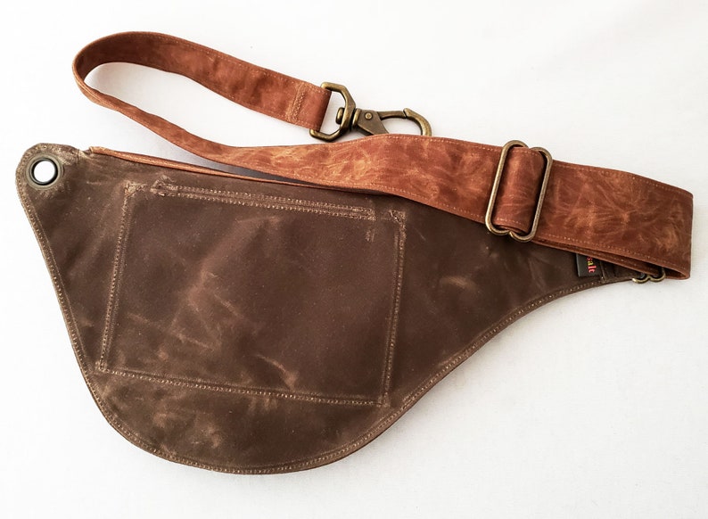 Fanny Pack in Chocolate and Cinnamon Brown Waxed Canvas image 7