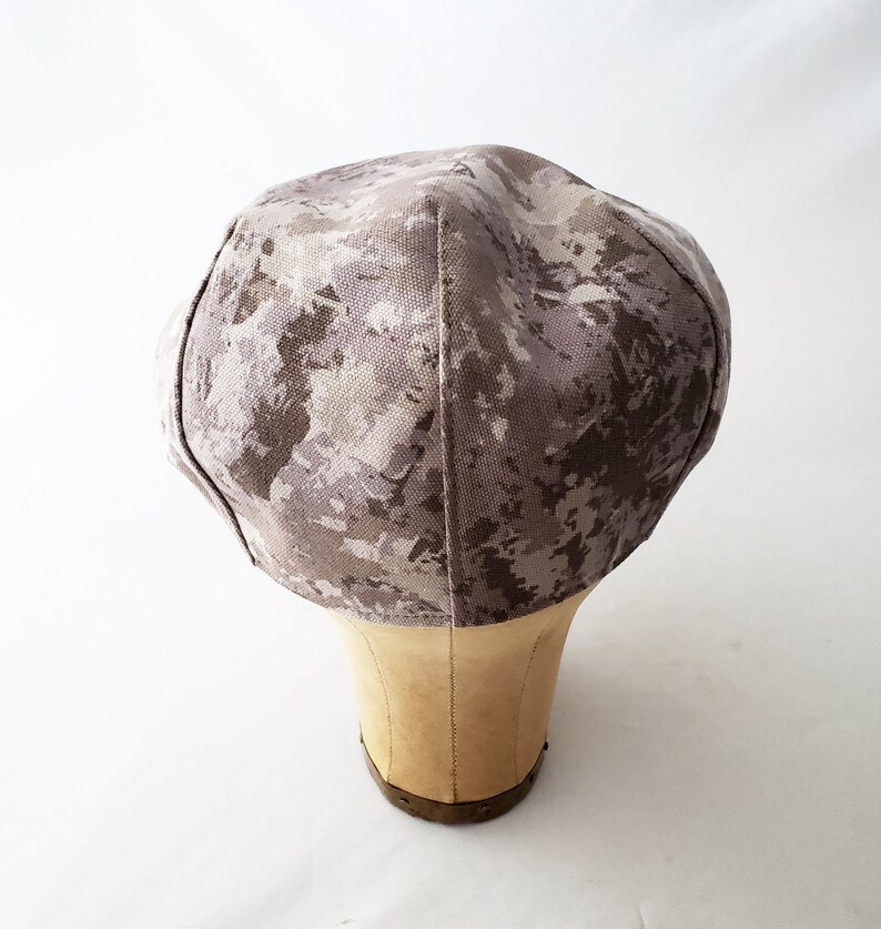 Driver's Cap, Flat Cap, Men's Hat, Women's Hat, Cotton Hat, Gray and Khaki, Camo Cotton, Summer Style, Everyday Cap, Greige image 6