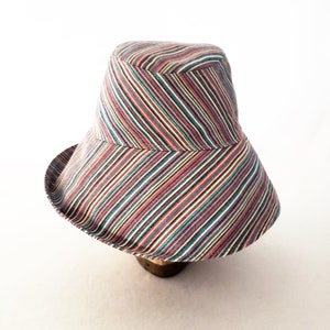 Women Sunhat, Multicolor Stripe, Red Blue Turquoise Purple, Summer Hat, Beach Hat, Wide Brim, Cotton Hat, Travel Hat, Packable, Festival Hat