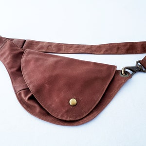 Fanny Pack, Cinnamon Brown, Waxed Cotton, Hip Bag, Belt Bag, Duck Canvas, Festival Bag, Bum Bag, Rustic, Hands Free Bag, Vegan, Boho image 3