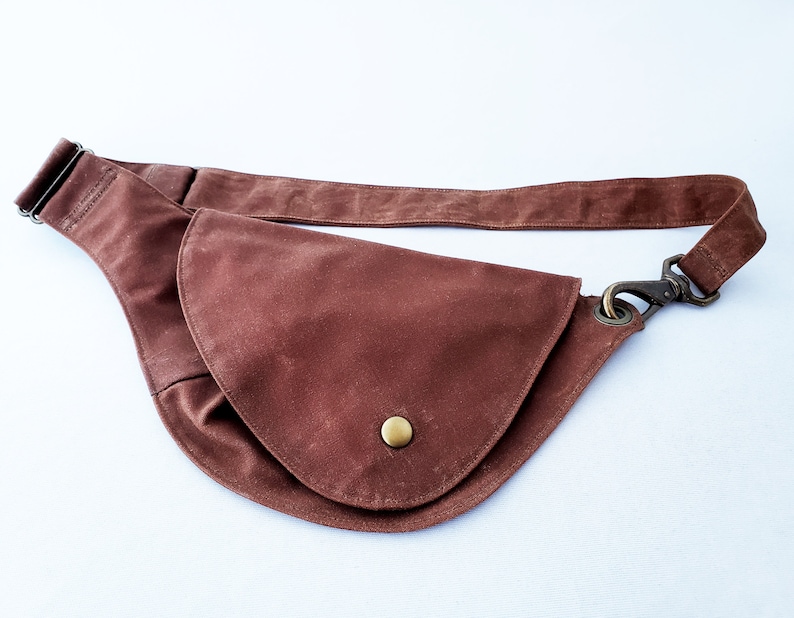 Fanny Pack Cinnamon Brown Waxed Cotton Hip Bag Belt Bag Etsy