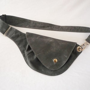 Fanny Pack, Charcoal Gray, Waxed Cotton, Hip Bag, Belt Bag, Duck Canvas, Festival Bag, Bum Bag, Rustic, Hands Free Bag, Vegan, Gray, Boho image 5