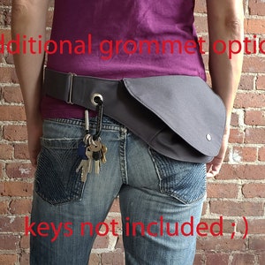 Fanny Pack, Charcoal Gray, Waxed Cotton, Hip Bag, Belt Bag, Duck Canvas, Festival Bag, Bum Bag, Rustic, Hands Free Bag, Vegan, Gray, Boho image 10