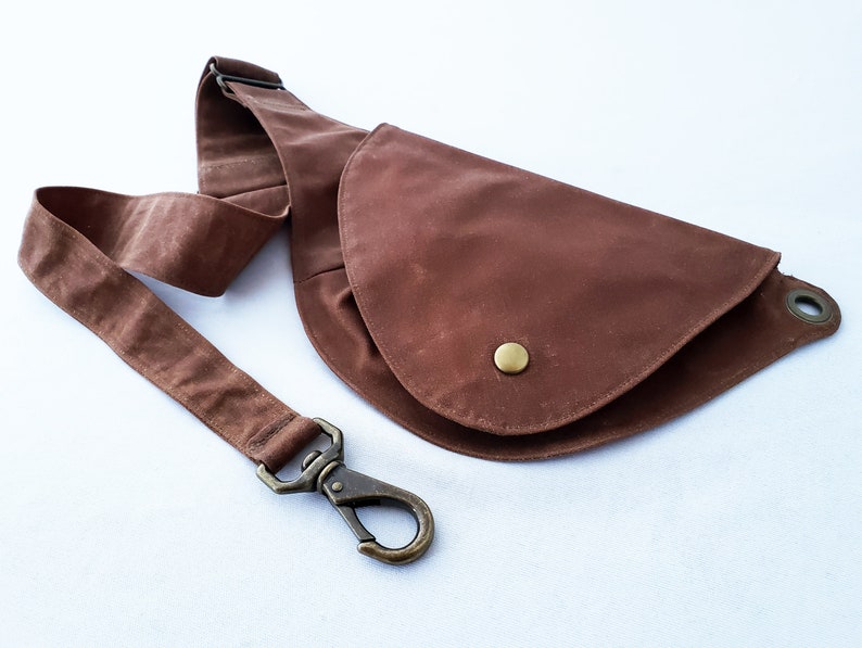 Fanny Pack, Cinnamon Brown, Waxed Cotton, Hip Bag, Belt Bag, Duck Canvas, Festival Bag, Bum Bag, Rustic, Hands Free Bag, Vegan, Boho zdjęcie 2