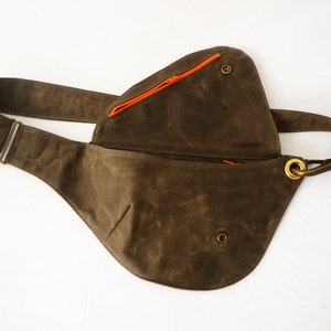 Belt Bag in Earthy Brown Waxed Canvas : Fanny Pack, Vegan Hip Bag image 5