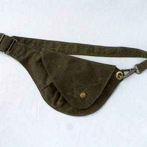 Olive Green Waxed Canvas Fanny Pack image 2