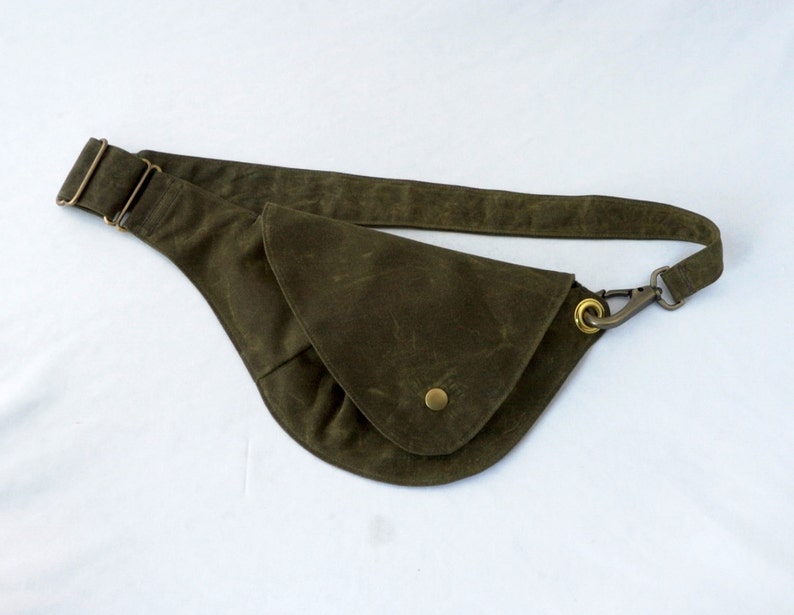 Olive Green Waxed Canvas Fanny Pack image 2