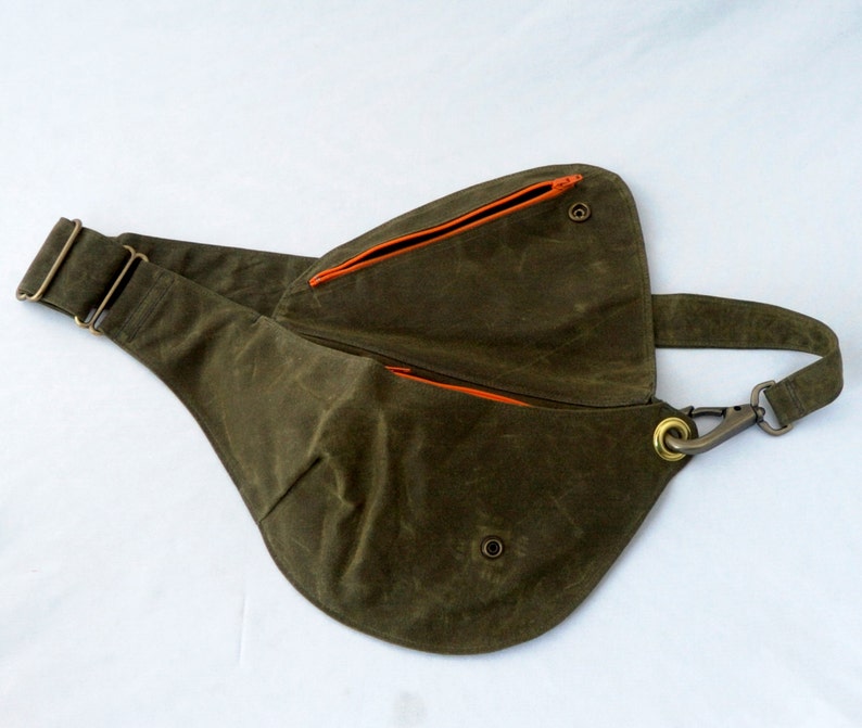 Olive Green Waxed Canvas Fanny Pack image 4