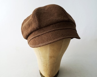 Newsboy Hat, Chocolate Brown, Linen, Women's Hat, Men's, Your Style, Casual Hat, Bad Hair Day Hat, Festival Hat, Summer Fashion, Cute Cap