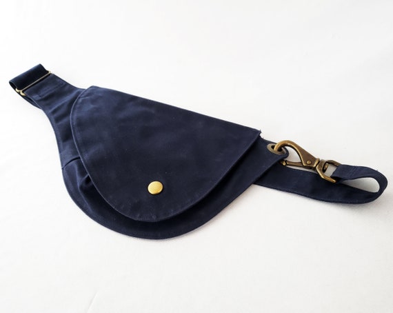 Fanny Pack, Navy Blue, Waxed Cotton, Hip Bag, Belt Bag, Duck Canvas, Festival Bag, Bum Bag, Rustic, Hands Free Bag, Vegan, Boho