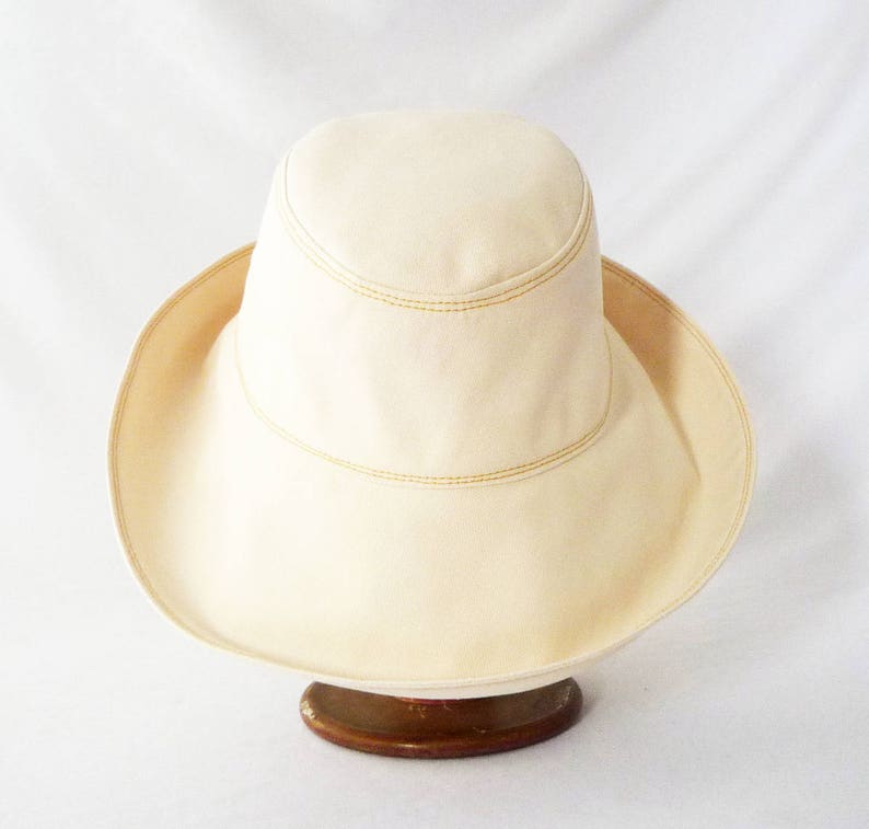 Beach Hat, Womens Sunhat, Summer Hat, Wide Brim Hat, Cotton Hat, Sunscreen Fabric, Travel Hat, Packable, Gift for Her, Creamy White, Cloche image 3