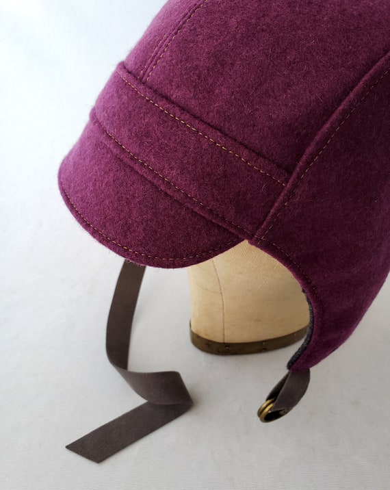 Aviator Hat Wool Hat Plum Purple 