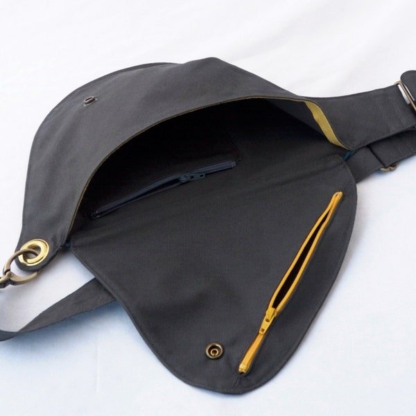 Belt Bag in Slate Cotton : Fanny Pack, Hip Bag