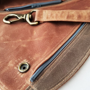 Fanny Pack in Chocolate and Cinnamon Brown Waxed Canvas image 8