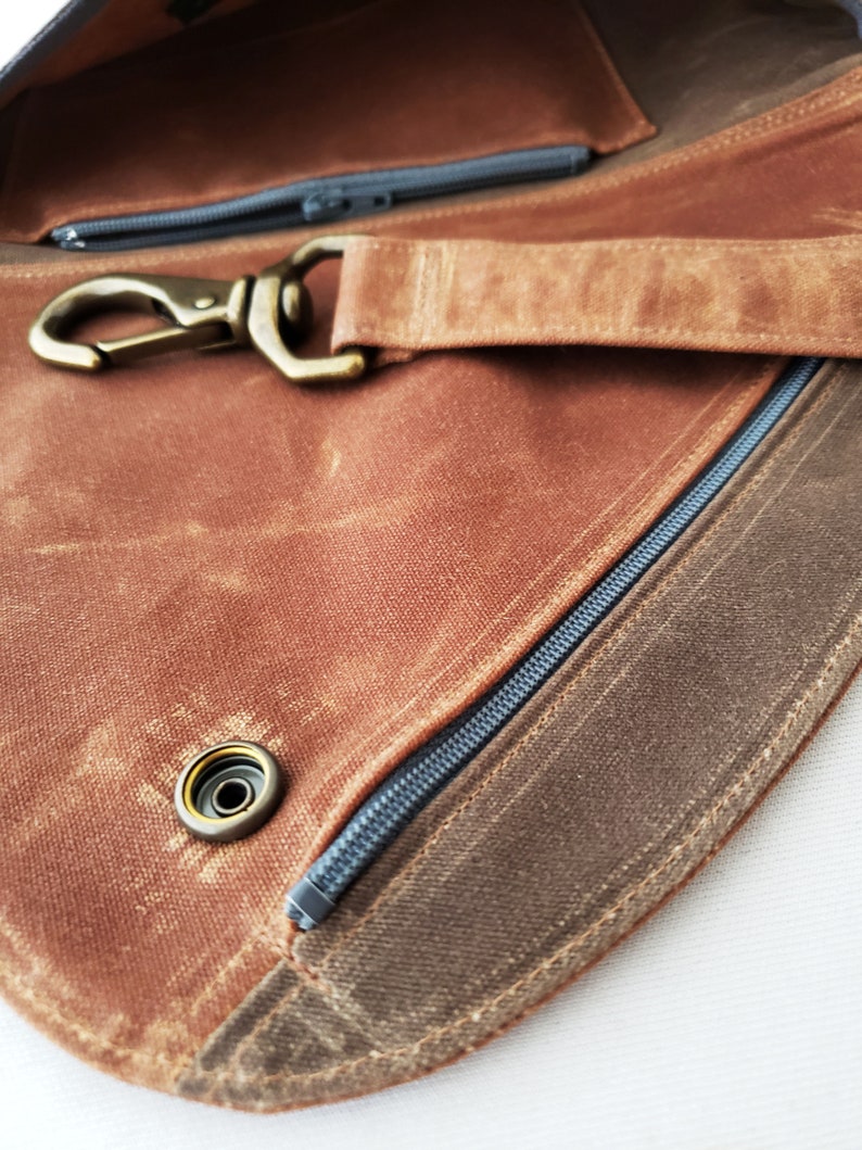 Fanny Pack in Chocolate and Cinnamon Brown Waxed Canvas image 8