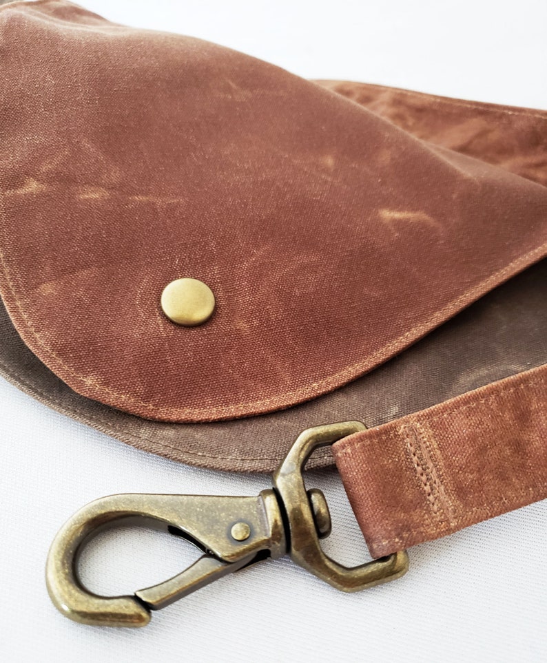 Fanny Pack in Chocolate and Cinnamon Brown Waxed Canvas image 6