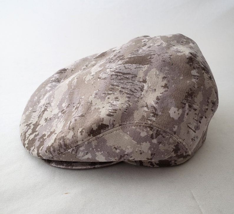 Driver's Cap, Flat Cap, Men's Hat, Women's Hat, Cotton Hat, Gray and Khaki, Camo Cotton, Summer Style, Everyday Cap, Greige image 10