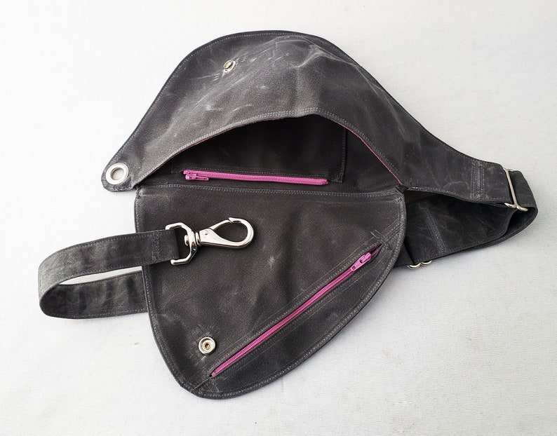 Fanny Pack, Charcoal Gray, Waxed Cotton, Hip Bag, Belt Bag, Duck Canvas, Festival Bag, Bum Bag, Rustic, Hands Free Bag, Vegan, Gray, Boho dusty rose