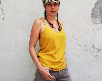 mustard yellow sleeveless top