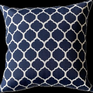 navy blue and ivory pillow cover - patio pillow cover - outdoor pillow cover