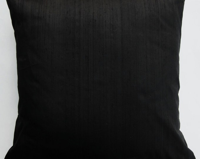Black Pillow Cover Black Silk Throw Pillow Cover 18 X 18 Etsy