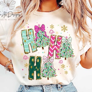 Ho Ho Ho Glitter Coquette Christmas Tree PNG, Merry Christmas Png, Coquette Christmas Design, Trendy Brushstroke Girly Christmas, Santa Png