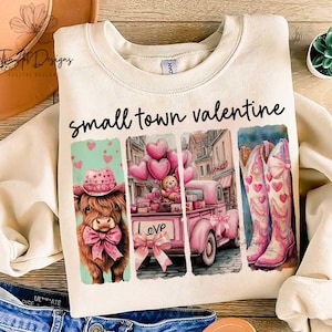 Retro Small Town Valentines png, Western Valentines designs, Valentine&#39;s Day Sublimation Designs, Valentines shirt png, Howdy Valentines Png