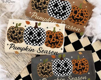 Preppy Pumpkin Season PNG, Leopard Floral Fall Pumpkin PNG, Checkered Autumn PNG, Cute Halloween Ghost Sublimation, Spooky Png File