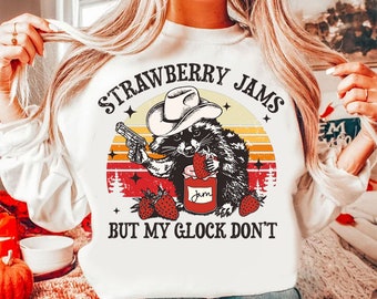 Strawberry Jams But My Glock Don't Png, Raccoon PNG, Funny Raccoon Meme PNG, Raccoon Shirt Design, Digital Download, Strawberry Jams Png