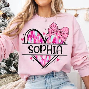 Personalized Kid Name Valentine Png, Custom Valentine Png, Girls Valentine Png, Kid Name Brushstroke Heart Png, XOXO Png Design