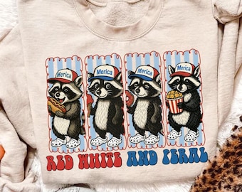 Funny Raccoon 4th of July PNG: 'Merica Shirt Design (Digital Download)