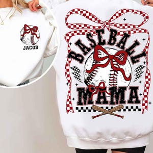 Retro baseball Mama Png Checkered, baseball Mama Png, baseball Coquette Bow Png, baseball Bow Png, Retro baseball Mama Png Sublimation image 3