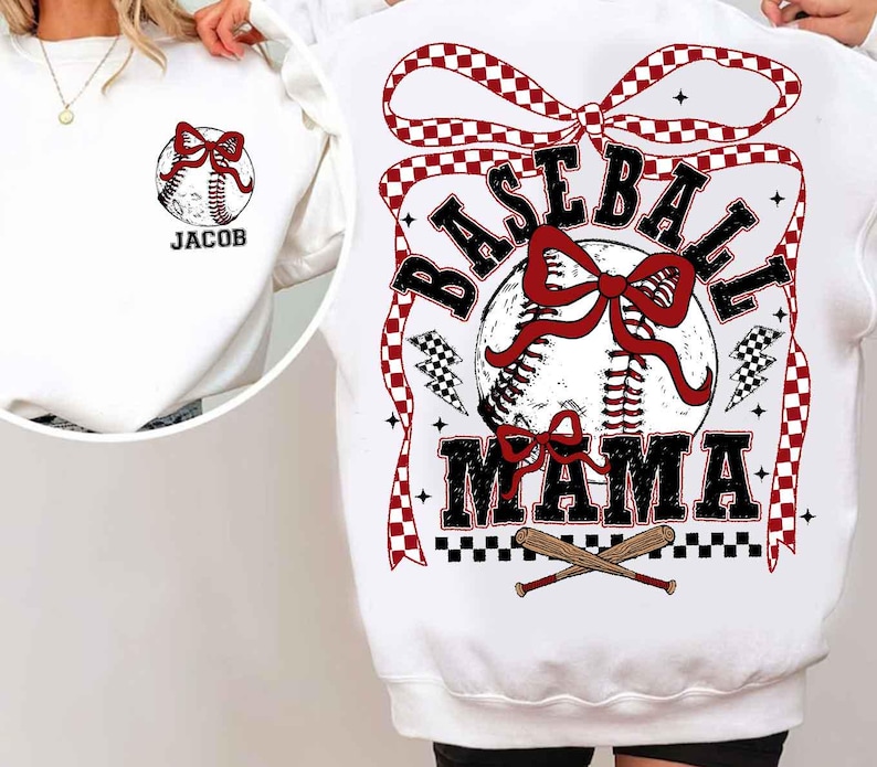 Retro baseball Mama Png Checkered, baseball Mama Png, baseball Coquette Bow Png, baseball Bow Png, Retro baseball Mama Png Sublimation image 3