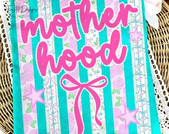Motherhood PNG, Coquette Pink Bow Mom Design, Trendy Mama Shirt Graphic, Cute Mother’s Day Gift Sublimation Digital Download
