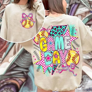 Softball PNG, Game Day Shirt Design, Softball Mama Sublimation, Coquette Softball Mom PNG, Cute Sports Shirt PNG
