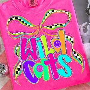 Preppy Wildcats PNG: Neon Coquette Mascot Design (Digital Download